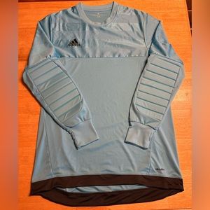 Adidas Large Climalite Goalkeeper Jersey Long Sleeve Padded Elbows LikeNew Blue